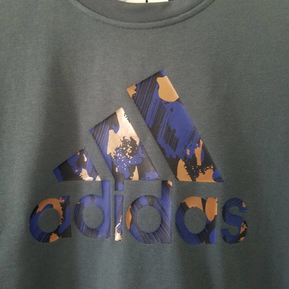 ADIDAS Collab Patterned Logo Terry T-Shirt Dress NWT Medium Blue/ Green - Picture 5 of 10